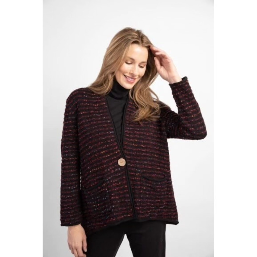 Habitat Boucle Shawl Cardigan Multicolor Knit Size Medium Lagenlook Fall